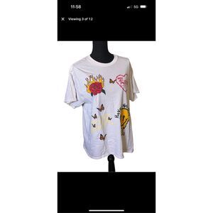 PacSun Forever Yours Cream Short Sleeved Graphic T-Shirt Sz M